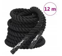 vidaXL Corde de combat 94267 – corde d'entraînement ondulatoire avec poignées, 12 m, noir