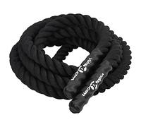 vidaXL Corde de Combat, Corde d'Entraînement Ondulatoire avec Poignées, Corde de Bataille Portable pour Exercice, Noir 9 m 6,8 kg Polyester
