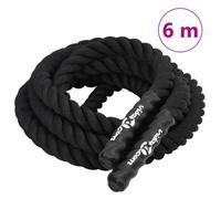 vidaXL Corde de Combat, Corde d'Entraînement Ondulatoire avec Poignées, Corde de Bataille Portable pour Exercice, Noir 6 m 94265