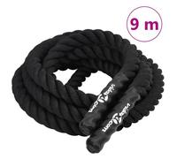 vidaXL Corde de combat 94266 – Corde d'entraînement ondulatoire avec poignées, 9 m Noir