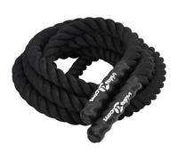 vidaXL Corde de Combat, Corde d'Entraînement Ondulatoire avec Poignées, Corde de Bataille Portable pour Exercice, Noir 9 m 6,8 kg Polyester