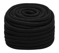 vidaXL Corde de Travail Ligne de Travail Corde Torsadée Corde d'Amarrage Câble de Travail Jardin Atelier Noir 20 mm 50 m Polyester