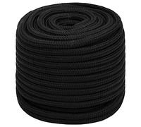 vidaXL Corde de Travail Ligne de Travail Corde Torsadée Corde d'Amarrage Câble de Travail Jardin Atelier Noir 16 mm 100 m Polyester