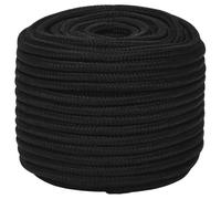 vidaXL Corde de Travail Ligne de Travail Corde Torsadée Corde d'Amarrage Câble de Travail Jardin Atelier Noir 12 mm 250 m Polyester