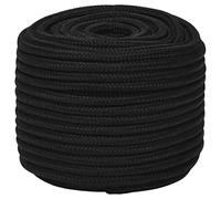 vidaXL Corde de Travail Ligne de Travail Corde Torsadée Corde d'Amarrage Câble de Travail Jardin Atelier Noir 12 mm 50 m Polyester