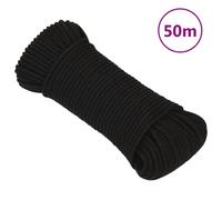 vidaXL Corde de travail Noir 3 mm 50 m Polyester