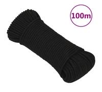 vidaXL Corde de travail Noir 4 mm 100 m Polyester