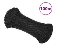 vidaXL Corde de travail Noir 6 mm 100 m Polypropylène