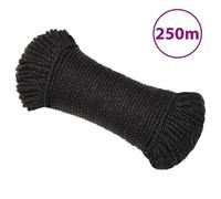 vidaXL Corde de travail Noir 8 mm 250 m polypropylène
