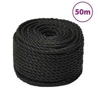 vidaXL Corde de travail torsadée en polypropylène 10 mm x 50 m noire pour maison jardin et atelier