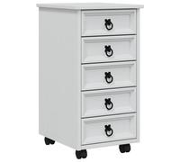 vidaXL Corona, coffre à roulettes avec tiroirs, blanc, beaucoup d'espace de rangement pour salon, bureau, bricolage, design rustique avec armoire à roulettes et tiroir, facile à nettoyer