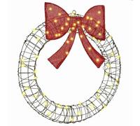 vidaXL Couronne avec 60 LED Blanc Chaud 75 cm Rotin, Déco LED Ronde Moderne pour Salon, Noël, éclairage saisonnier, Accessoires de fête, Design Festif