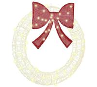 vidaXL Couronne avec des lumières à LED Blanc Chaud 75 cm Acrylique, Salon, Couronne Moderne de Noël, Décoration avec nœud Festif, Ornement LED saisonnier, Guirlande à Afficher