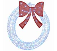 vidaXL Couronne avec des lumières à LED Bleu 75 cm Acrylique, Salon, Couronne Moderne de Noël, Décoration avec nœud Festif, Ornement LED saisonnier, Guirlande à Afficher