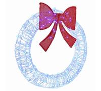 vidaXL Couronne avec des lumières à LED Bleu 90 cm Acrylique, Salon, Couronne Moderne de Noël, Décoration avec nœud Festif, Ornement LED saisonnier, Guirlande à Afficher