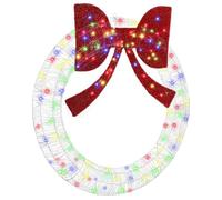 vidaXL Couronne avec des lumières à LED Multicolore 120 cm Acrylique, Salon, Couronne Moderne de Noël, Décoration avec nœud Festif, Ornement LED saisonnier, Guirlande à Afficher