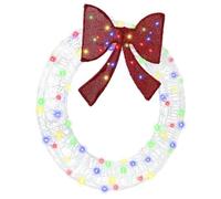 vidaXL Couronne avec des lumières à LED Multicolore 90 cm Acrylique, Salon, Couronne Moderne de Noël, Décoration avec nœud Festif, Ornement LED saisonnier, Guirlande à Afficher