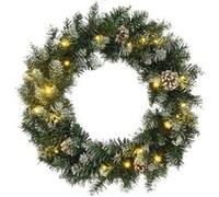 Couronne de Noël avec Lumières LED Vert 45 cm PVC Décoration Ornement vidaXL