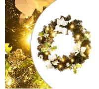 vidaXL Couronne de Noël avec lumières LED Noir 60 cm PVC, couronnes, couronnes de Noël avec décoration, ornements de 321518