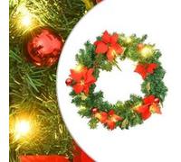 vidaXL Couronne de Noël avec lumières LED vert 60 cm PVC, couronnes, couronnes de Noël avec décoration, ornements de 321517 Vert G