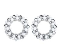vidaXL Couronnes de Boules de Noël 2 pcs Blanc et Argent, Couronne de Salon, Ronde, Design Moderne, Légère et Durable, Décoration de Fête, Intérieur et Extérieur