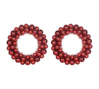 vidaXL Couronnes de Boules de Noël 2 pcs Rouge 33 x 33 x 7 cm, Couronne de Salon, Ronde, Design Moderne, Légère et Durable, Décoration de Fête, Intérieur et Extérieur