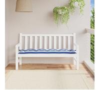 vidaXL Coussin de banc de jardin Rayures bleues/blanches 150x50x7 cm