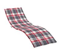 vidaXL Coussin de Chaise Longue, Coussin de Bain de Soleil, Coussins de Transat, Coussin pour Chaise de Jardin Patio Extérieur Arrière-Cour, à Carreaux Rouge 200x50x3 cm