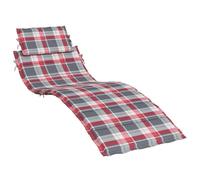 vidaXL Coussin de Chaise Longue, Coussin de Bain de Soleil, Coussins de Transat, Coussin pour Chaise de Jardin Patio Extérieur Arrière-Cour, à Carreaux Rouge 186x58x4 cm