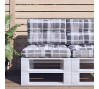 Vidaxl Coussin De Palette Motif À Carreaux Gris 60x40x12 Cm Tissu