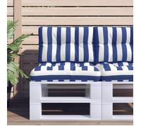 vidaXL Coussin de palette rayures bleues et blanches 50x40x12 cm tissu 360550