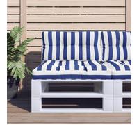 vidaXL Coussin de palette rayures bleues et blanches 80x40x12 cm tissu 360616