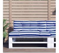 vidaXL Coussin de palette rayures bleues et blanches tissu 360638