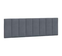 vidaXL Coussin de tête de lit Hanko – Rembourré, bandes auto-agrippantes, velours Gris foncé 160 cm