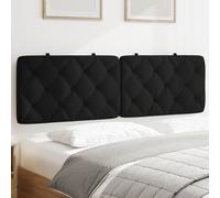 vidaXL Coussin de tête de lit rembourré en velours avec bandes auto-agrippantes Noir 160 cm