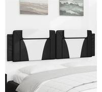 Hoofdbordkussen 180 cm kunstleer zwart en wit374809