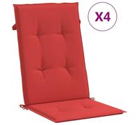 vidaXL Coussin pour chaise de jardin à haut dossier 4 pcs. Rouge 120x50x3 cm Tissu