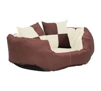 Vidaxl Coussin Réversible Lavable De Chien Marron Et Crème 65x50x20 Cm