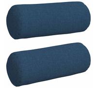 Vidaxl Coussins D'accent 2 Pcs Bleu Ø 15 X 40 Cm Tissu
