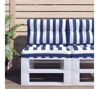 vidaXL Lot de 2 Coussins de Palette, Coussins de Siège de Salon, Coussins de Canapé de Jardin, Coussins de Chaise Extérieur, Rayures Bleues/Blanches Tissu
