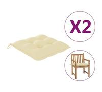Vidaxl Coussins De Chaise 2 Pcs Blanc Crã¿Me 50x50x7 Cm Tissu