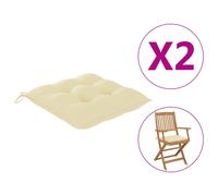 Vidaxl Coussins De Chaise 2 Pcs Blanc Crème 40x40x7 Cm Tissu