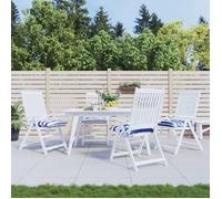 vidaXL Coussins de chaise Lot de 4 Rayures bleues et blanches 50x50x7 cm Extérieur