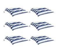 vidaXL Coussins de Chaise 6 pcs Rayures Bleues et Blanches 40x40x7 cm, Coussin, Coussin d'extérieur, Coussin de Chaise, Coussin de canapé