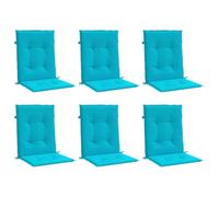 vidaXL Coussins de Chaise à Dossier Bas 6 pcs Turquoise Tissu, Coussin, Coussin de Chaise, Coussin de siège, Coussin de canapé, Coussin d'extérieur