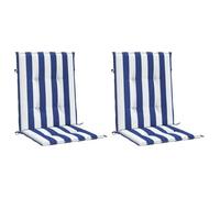vidaXL Coussins de Chaise à Dossier Bas Lot de 2 Rayures Bleu et Blanc, Coussin, Coussin de Chaise, Coussin de siège, Coussin de canapé