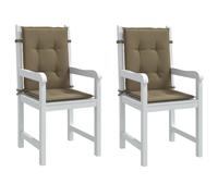 vidaXL Coussins de chaise à dossier bas lot de 2 taupe mélangé tissu