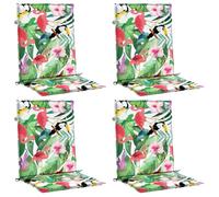 vidaXL Coussins de Chaise à Dossier Bas Lot de 4 Multicolore Tissu, Coussin, Coussin de Chaise, Coussin de siège, Coussin de canapé