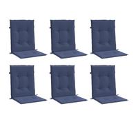 vidaXL Coussins de Chaise à Dossier Bas Lot de 6 Bleu Marine Tissu