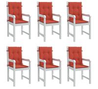 vidaXL Coussins de chaise à dossier bas lot de 6 rouge mélangé tissu 4002465